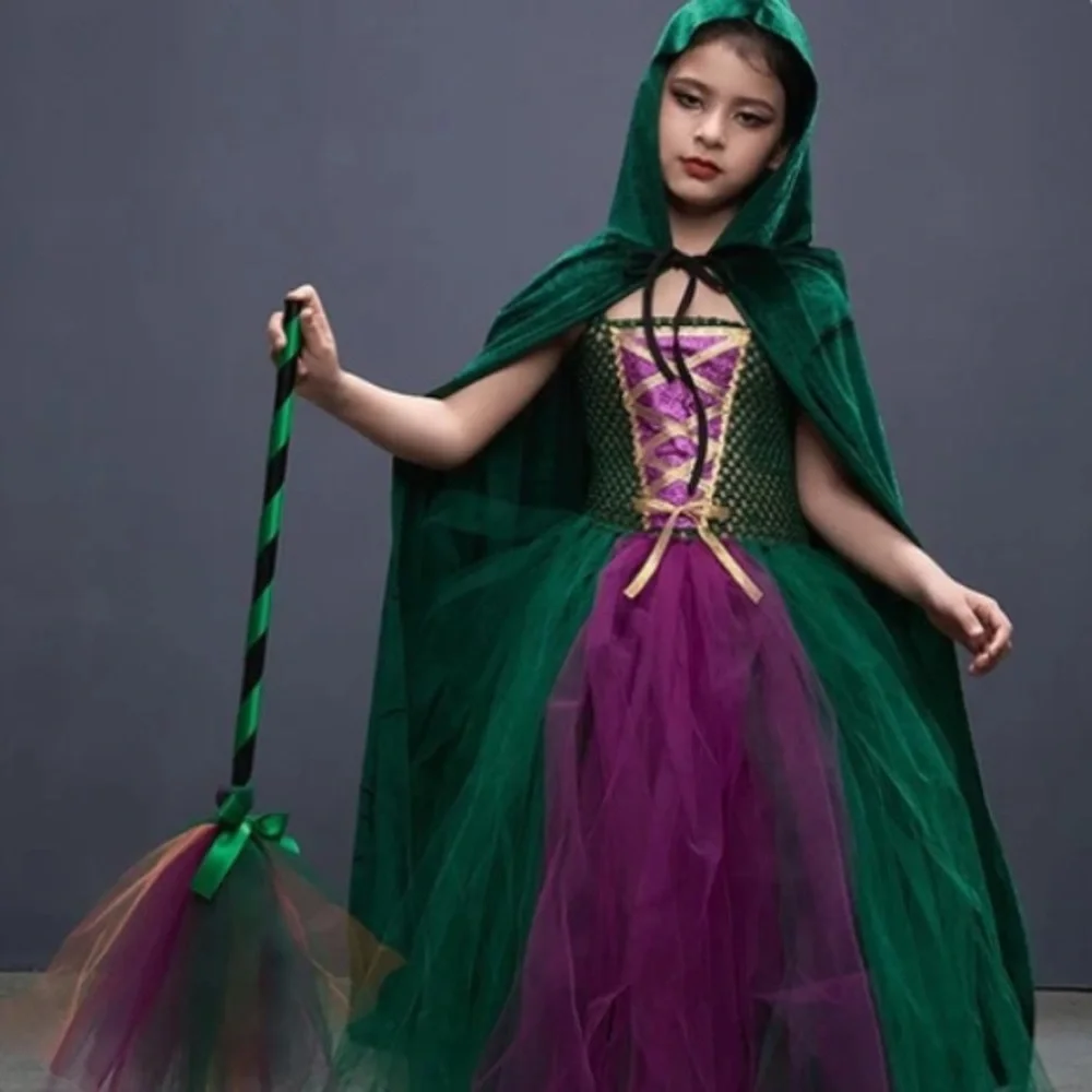Green and Purple Tulle Witch costume one size- 5-10 Sanderson sisters Halloween